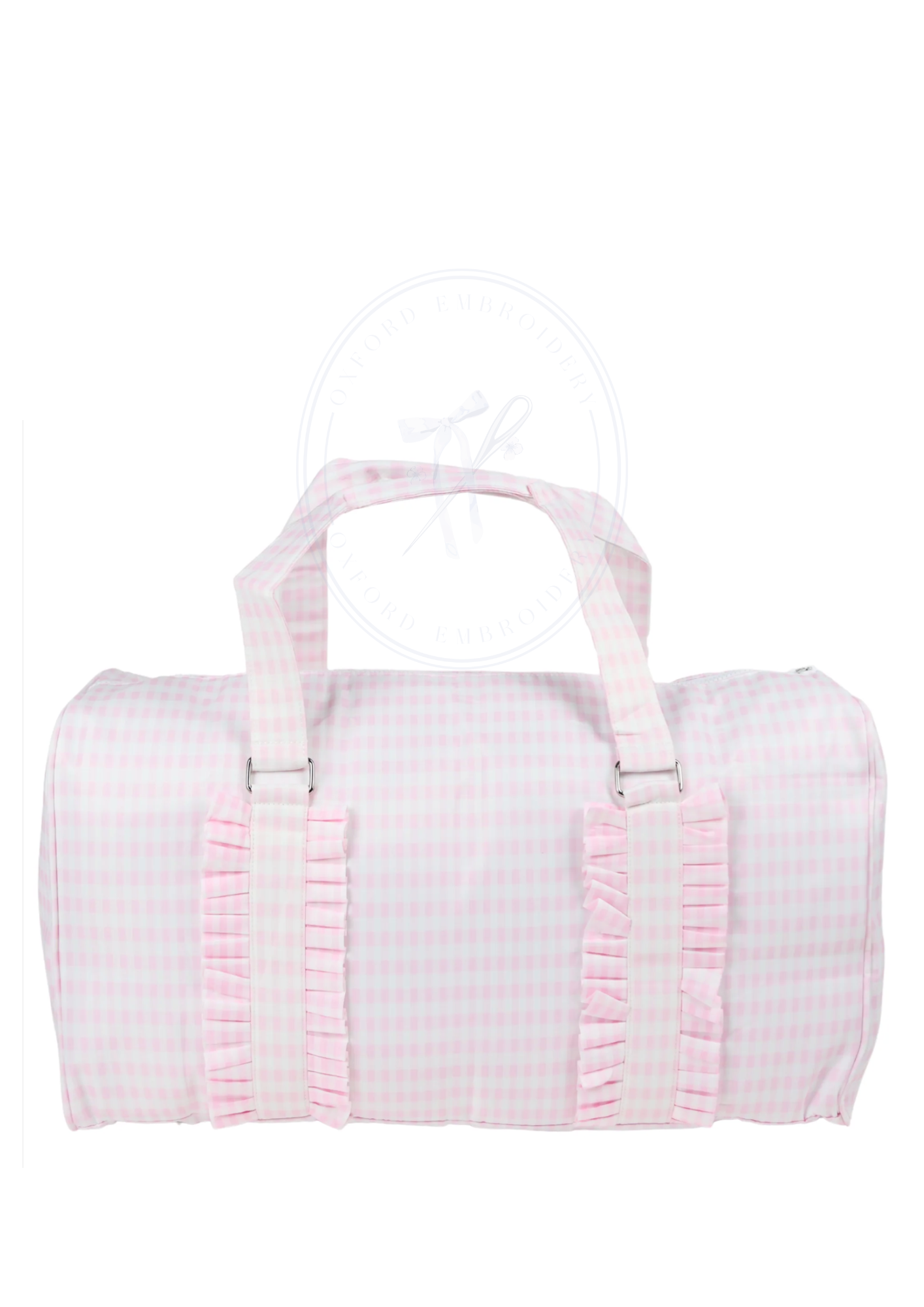 Pink Gingham Ruffle Nylon Duffle Bag