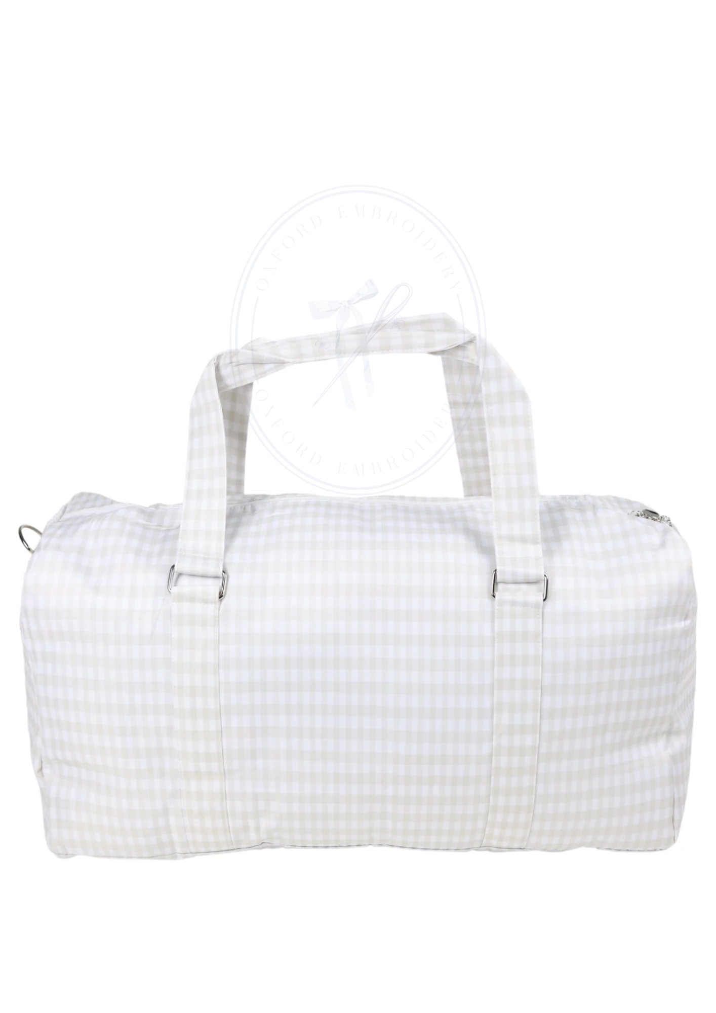 Brown Gingham Nylon Duffle Bag