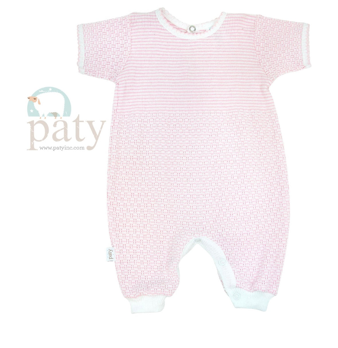 Paty Knit Romper (Short Sleeve)-Pink