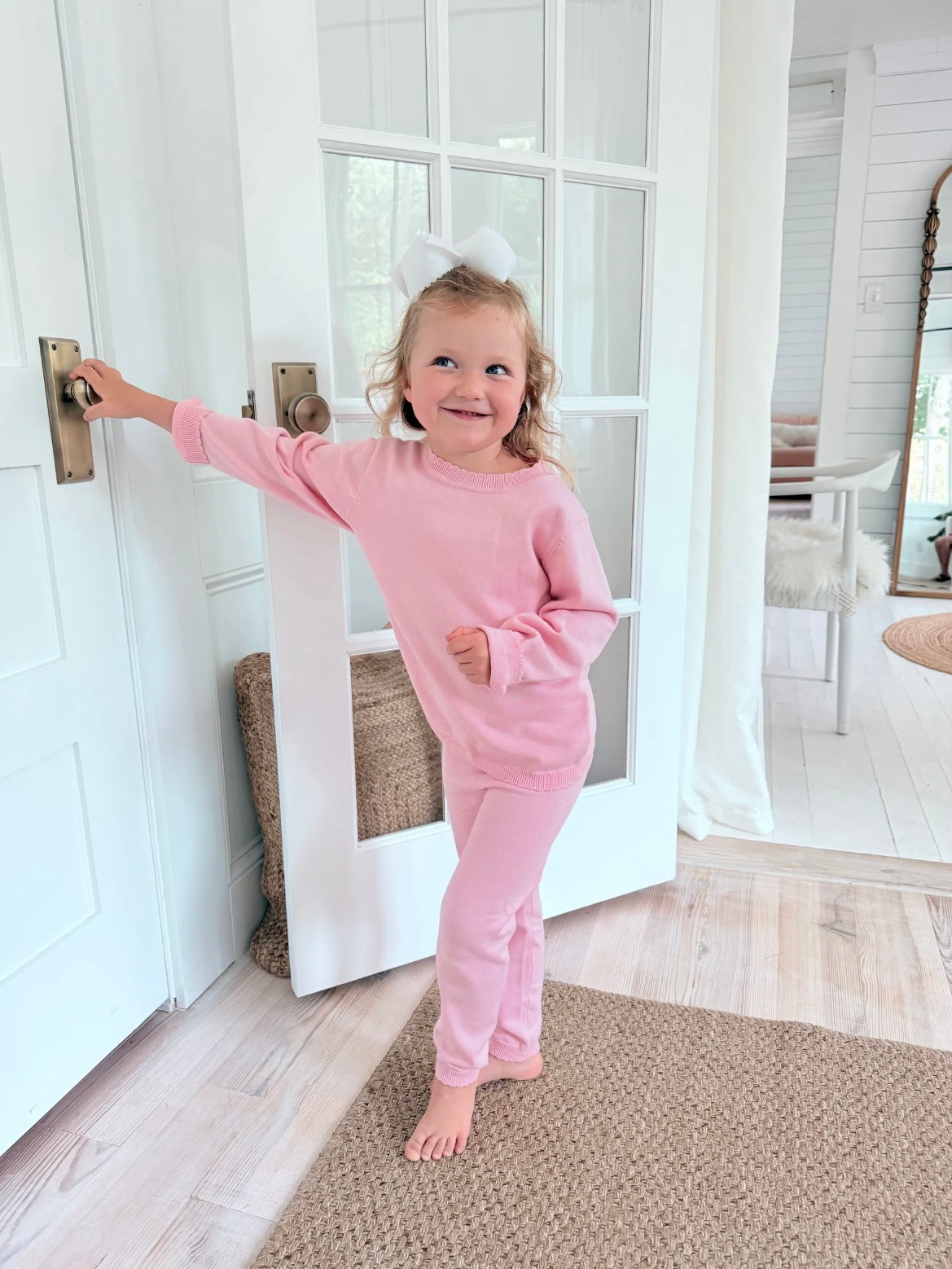 Pink Scallop Edge Organic Cotton Knit Set