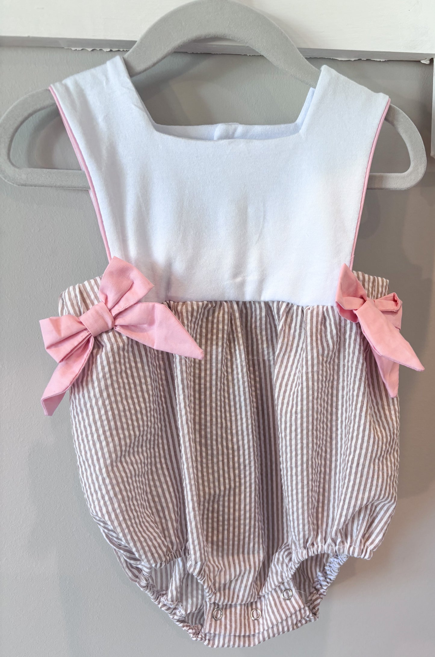 Classic Seersucker Baby Bubble Romper