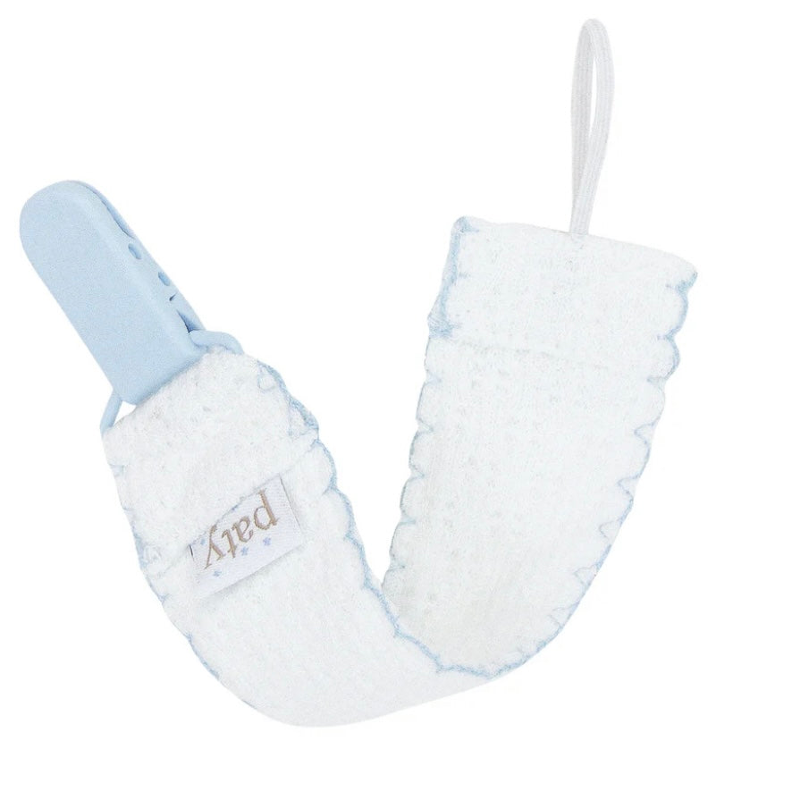 Paty Knit Pacifier Clip-Blue