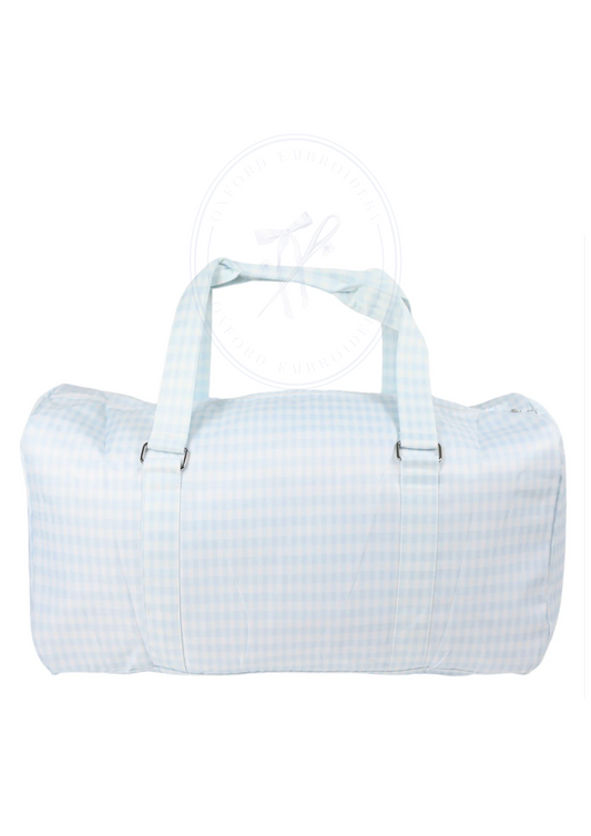 Blue Gingham Nylon Duffle Bag