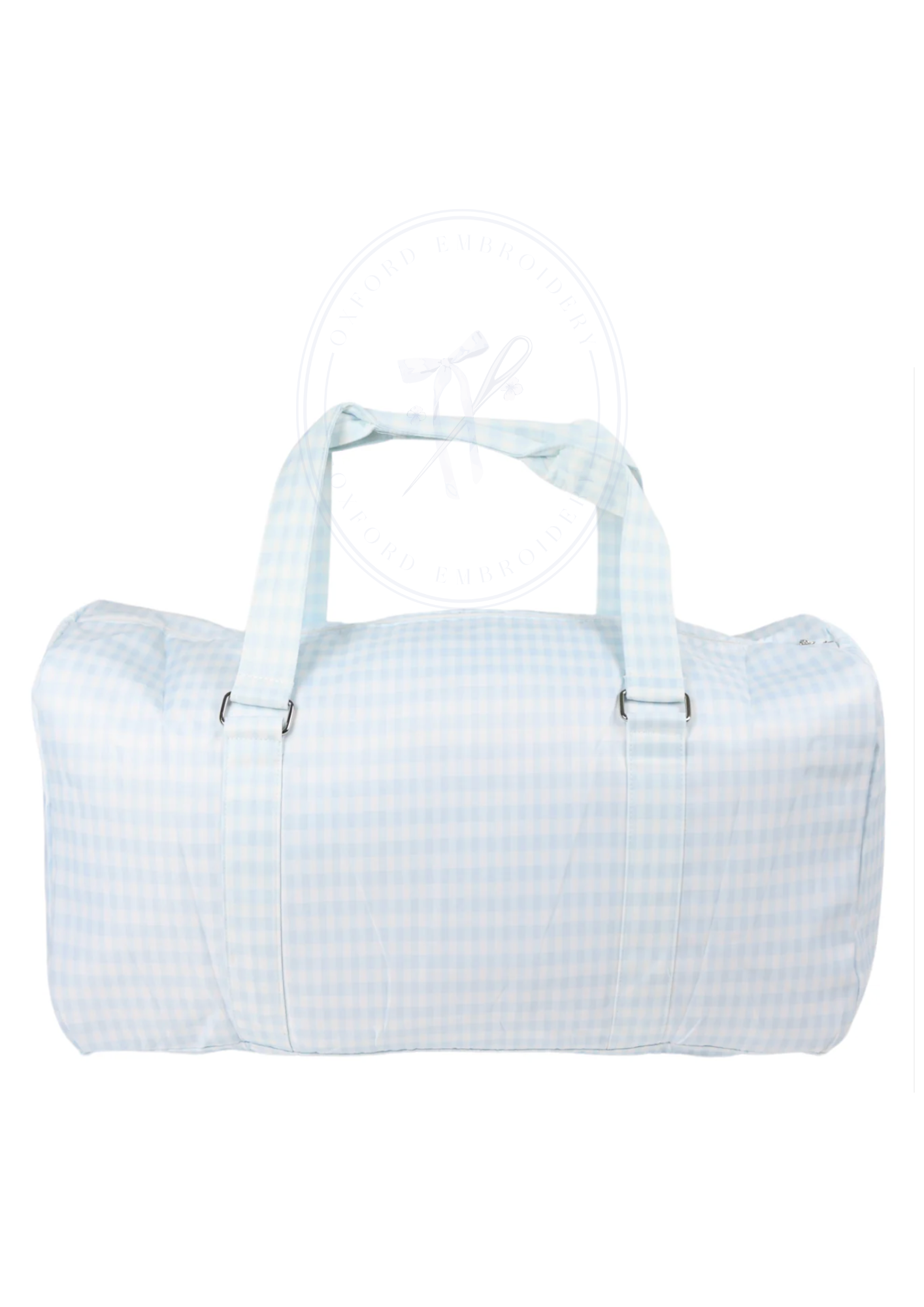 Blue Gingham Nylon Duffle Bag