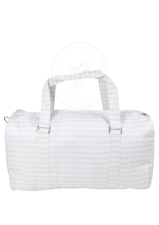Brown Gingham Nylon Duffle Bag