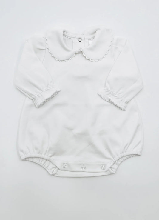 Sample-Girls White Long Sleeve Collared Bubble-2T