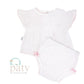 Paty Knit Flutter Sleeve Set (pinstripe)- Pink