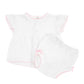 Paty Knit Flutter Sleeve Set- Pink Trim