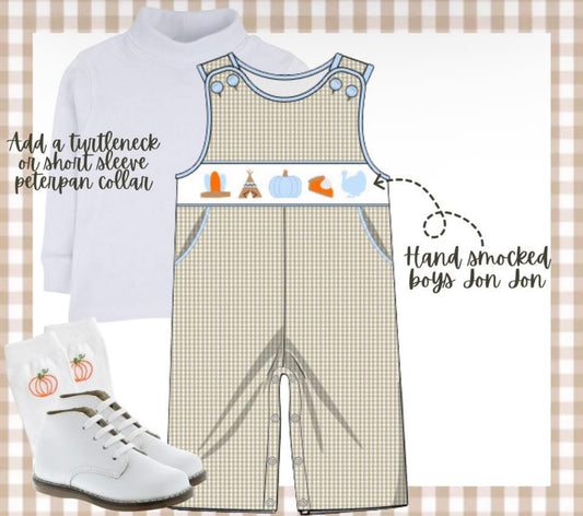 Boys Thanksgiving Hand Smocked Jon Jon