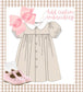 Girls Tan Gingham Dress