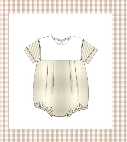 Boys Tan Gingham Bubble