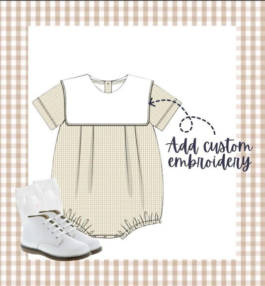 Boys Tan Gingham Bubble