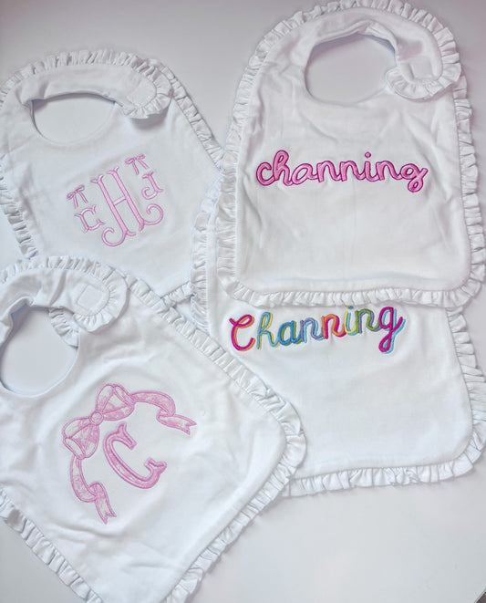 White Ruffle Bib
