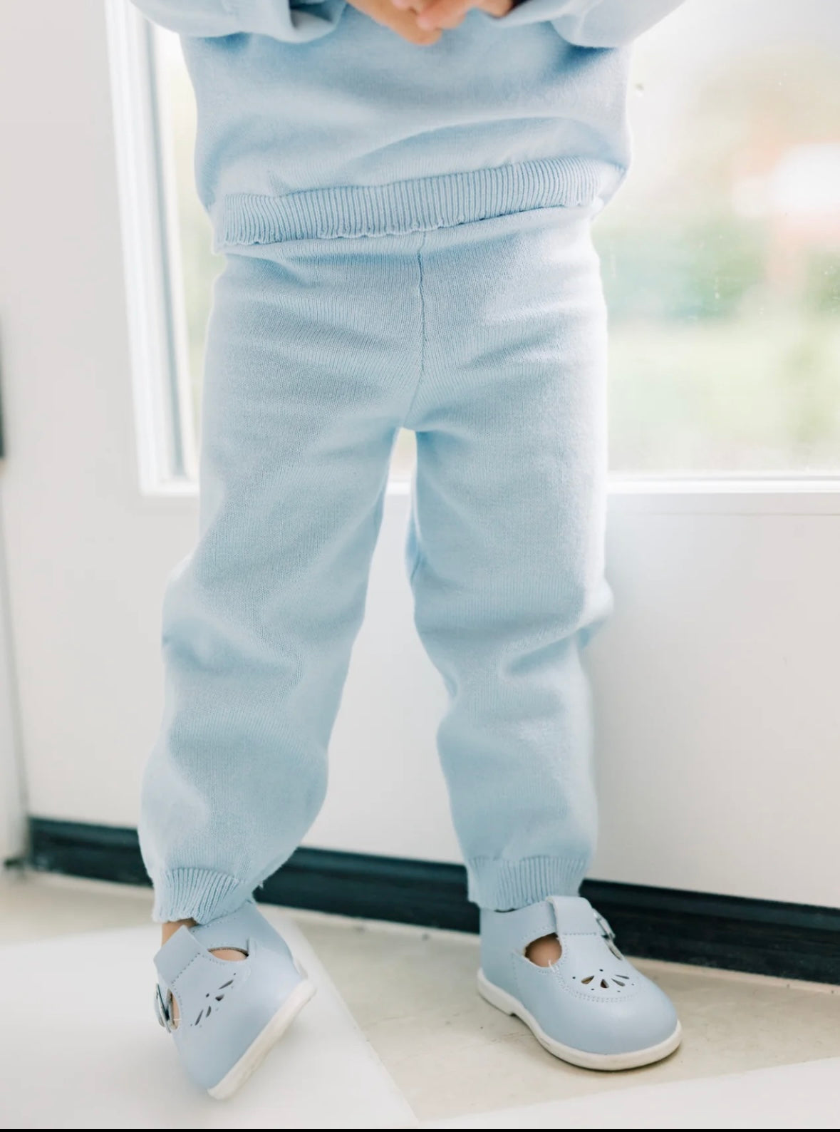 Blue Scallop Edge Organic Cotton Knit Set