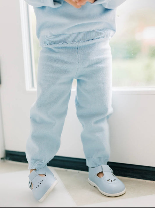 Blue Scallop Edge Organic Cotton Knit Set