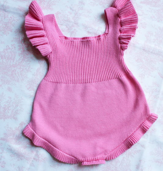 Knit Sleeveless Ruffle Romper