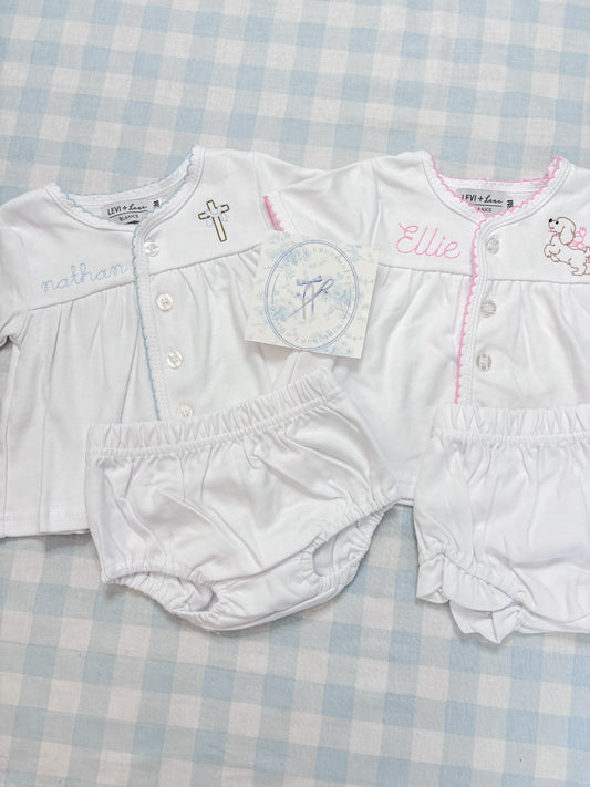 Picot Trim Diaper Set